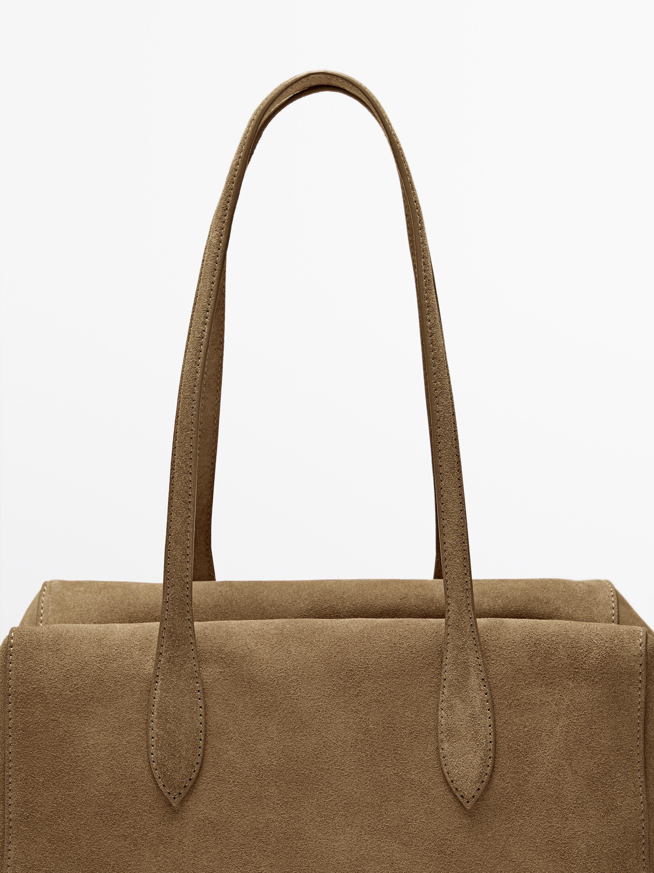 Split suede satchel bag